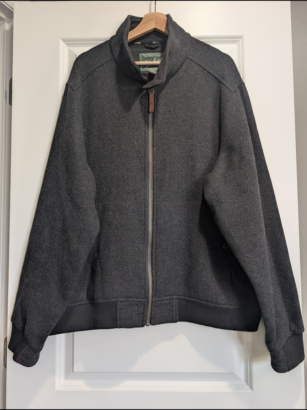 Vintage 90s Woolrich Charcoal Gray Wool Bomber Jacket | Men's XL | Heritage